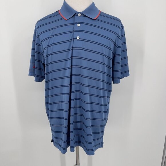 Brooks Brothers Men's XL extra large  Blue Striped Performance Series Polo Shirt - Picture 2 of 6